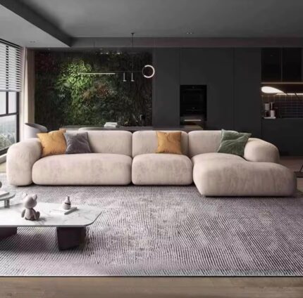 Large L-Shaped Sofa with Pillows