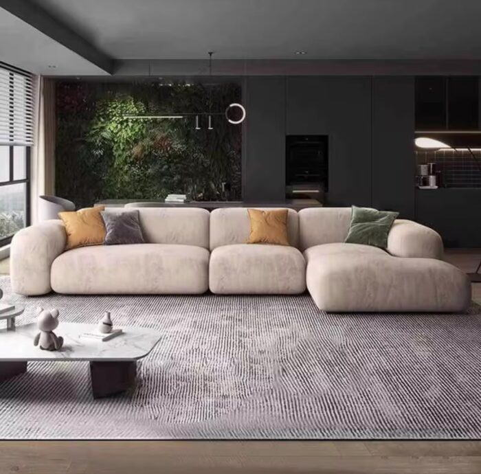 Large L-Shaped Sofa with Pillows - Image 1