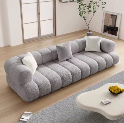 Contemporary Grey Bouclé Sofa
