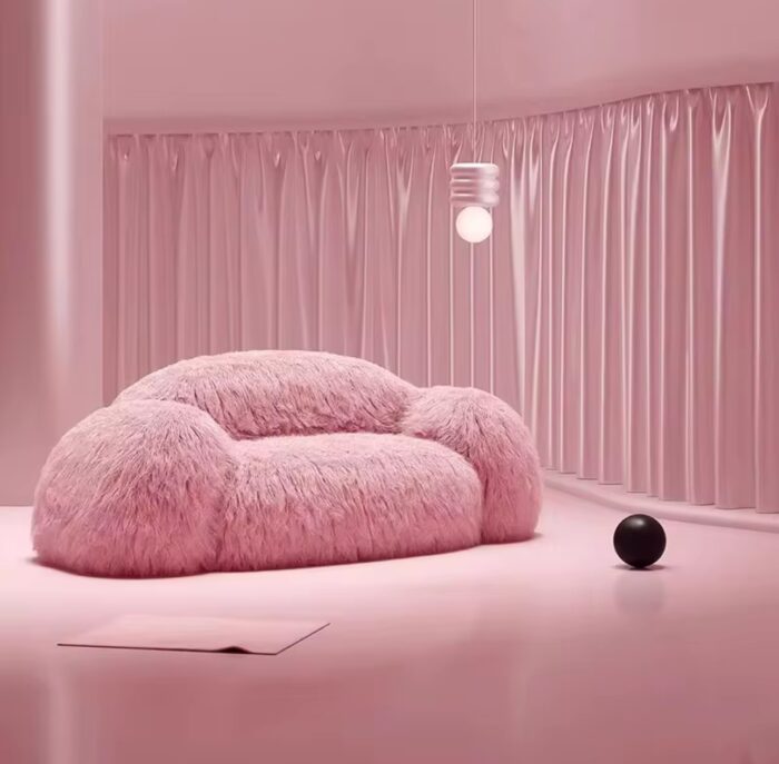 Fuzzy Pink Sofa - Image 1