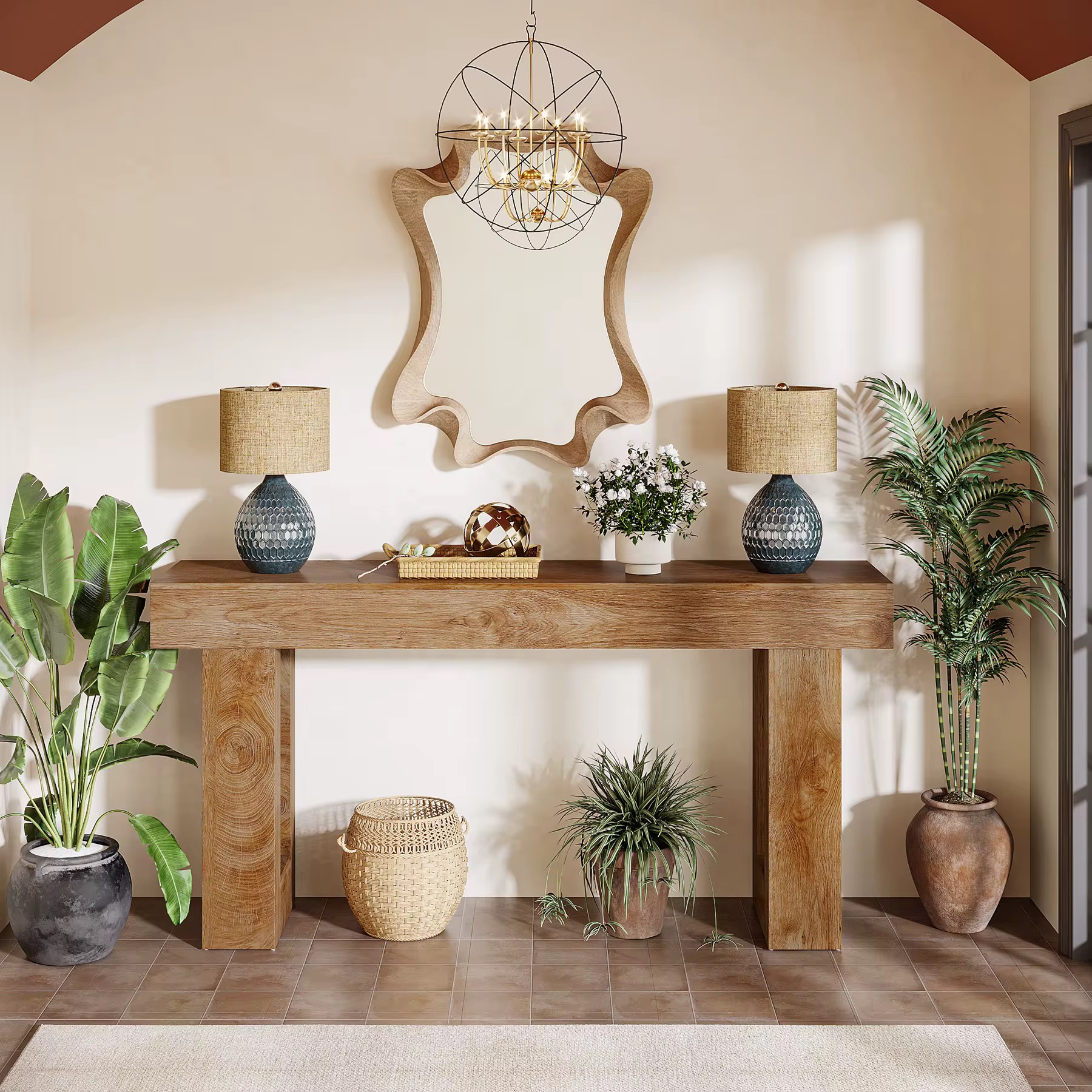 9F71B2A5-8109-426A-BEB3-E2ADE9BED3CC Rustic Solid Wood Console Table – Natural Finish - Image 3