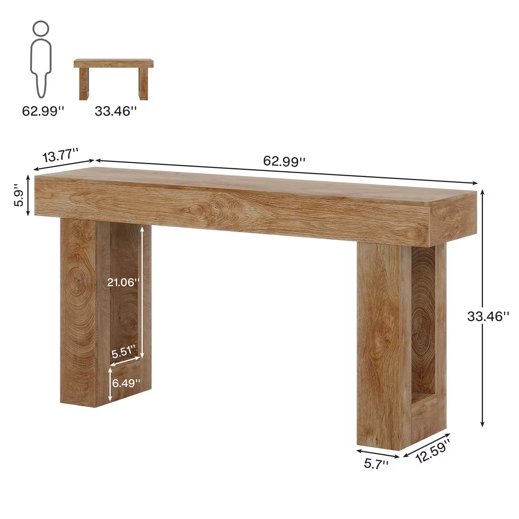 CD9F9975-A846-4073-A2FC-CFC76BE7C861 Rustic Solid Wood Console Table – Natural Finish - Image 4