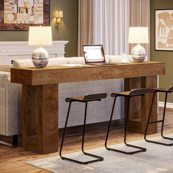Rustic Solid Wood Console Table – Natural Finish - Image 2