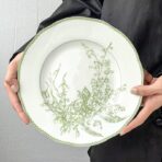 Elegant Green Floral Porcelain Dinner Plate (Set of 2) - Image 2