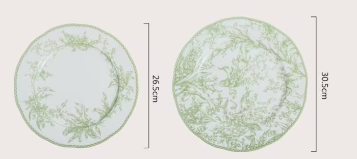 Elegant Green Floral Porcelain Dinner Plate (Set of 2) - Image 4