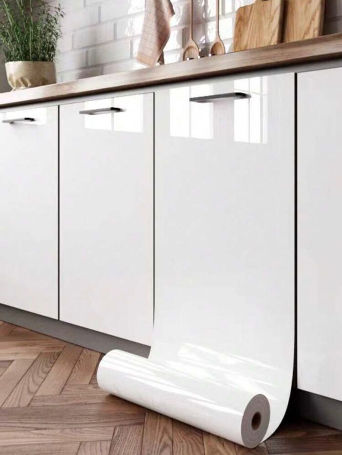 BrightWhite Kitchen Adhesive Vinyl Roll - Image 3